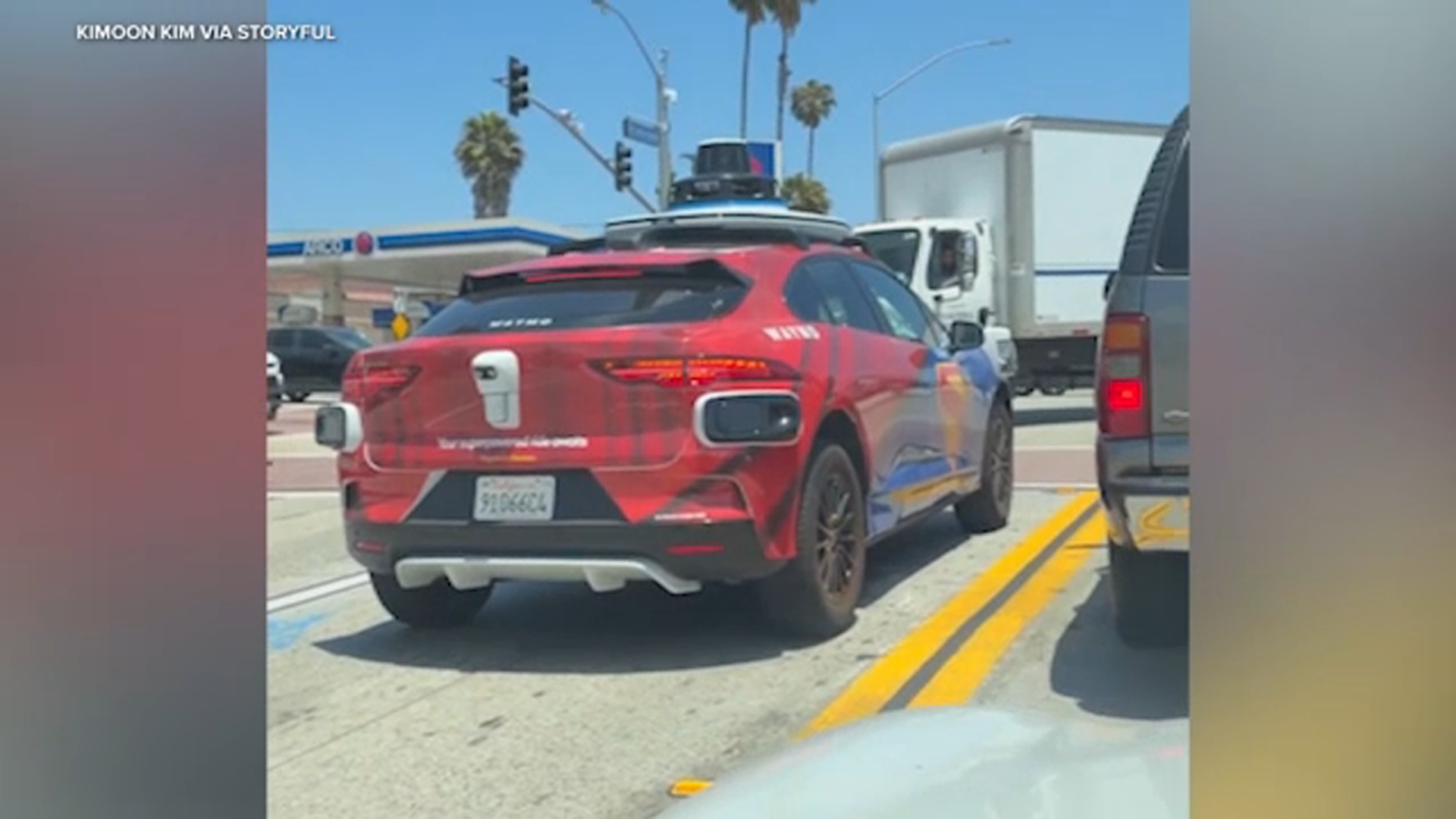 Waymo car caught driving in wrong lane amid World Cup traffic in LA