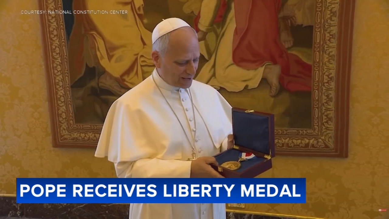 Pope Leo XIV awarded Liberty Medal during ceremony in Philadelphia